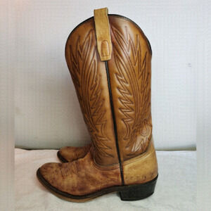Vintage Tan Leather Cowboy Boots